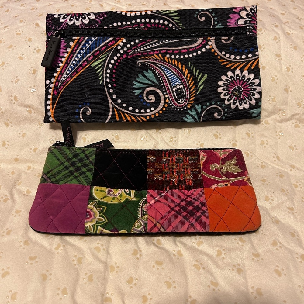 Vera Bradley Black and Multicolor Cosmetic Bag Duo